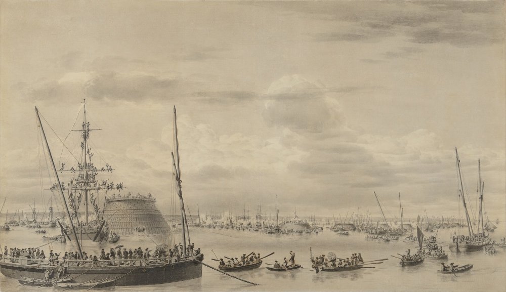 Immersion du neuvième cône dans la rade de Cherbourg en présence du roi (…)