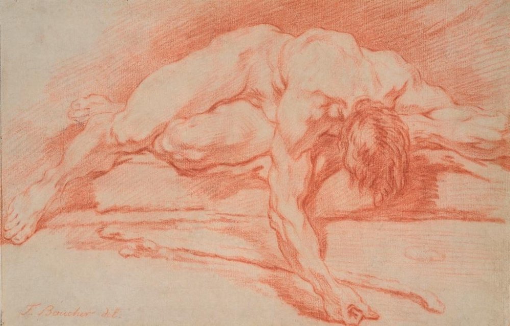 Académie d’homme allongé