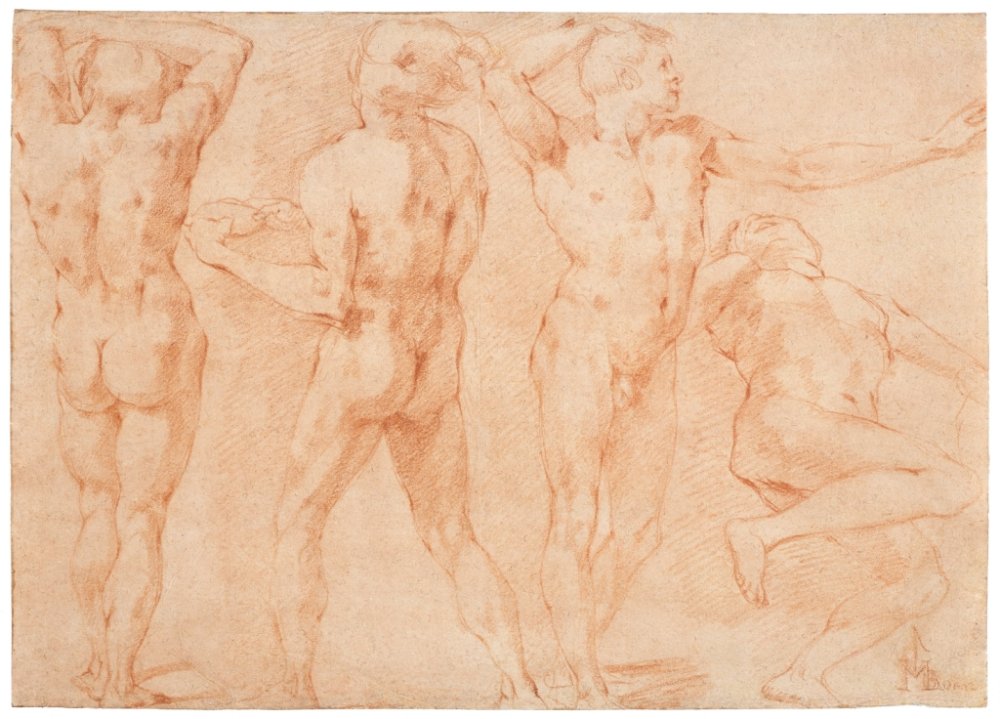 Quatre figures masculines, études pour le Martyre de Saint Barthélémy