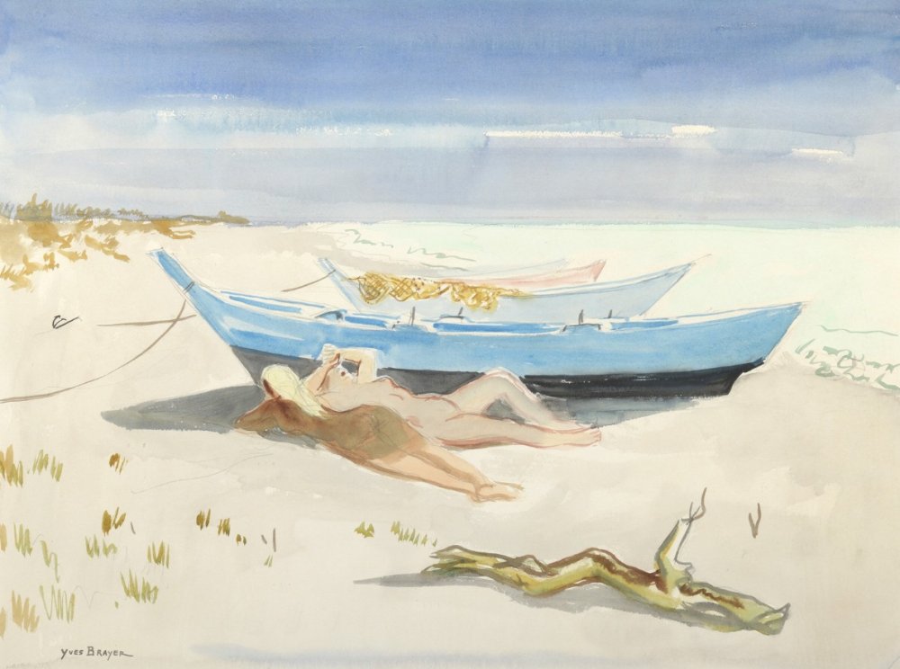 Nus et barques sur la plage des Saintes-Maries-de-la-Mer