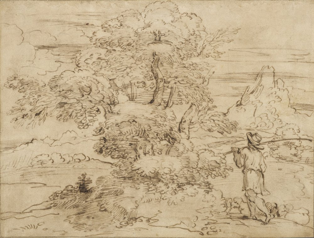 Paysage avec un berger et son troupeau