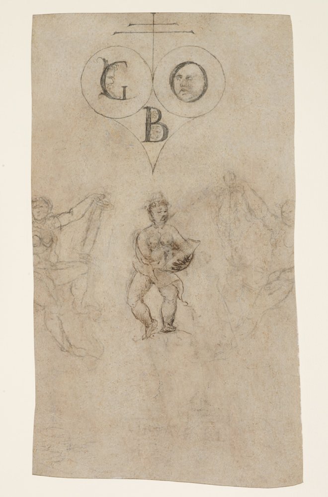 Académie d’homme vu de dos et tête de vieillard