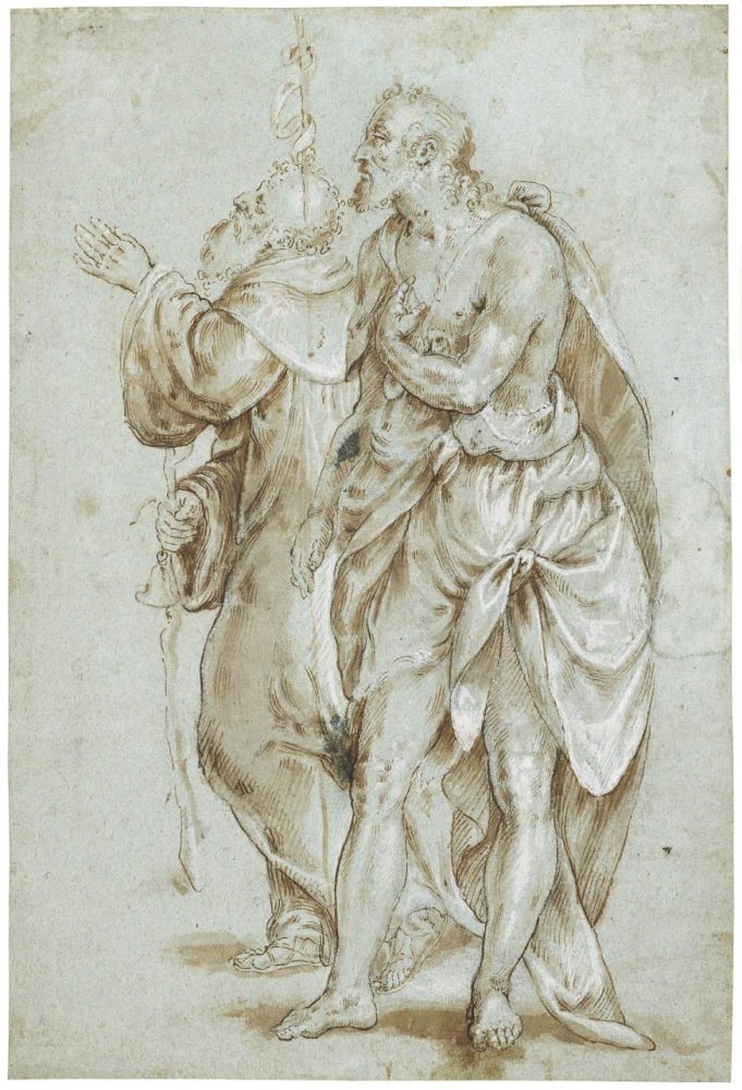 Saint Jean Baptiste et saint Antoine le Grand (recto)