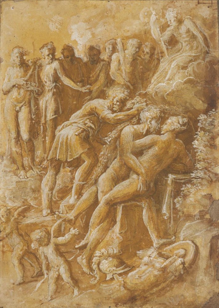 Mars et Vénus surpris par Vulcain et les dieux de l’Olympe