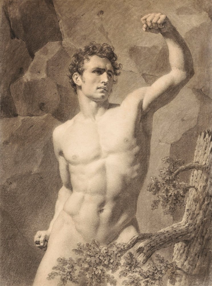 Académie d’homme au bras levé