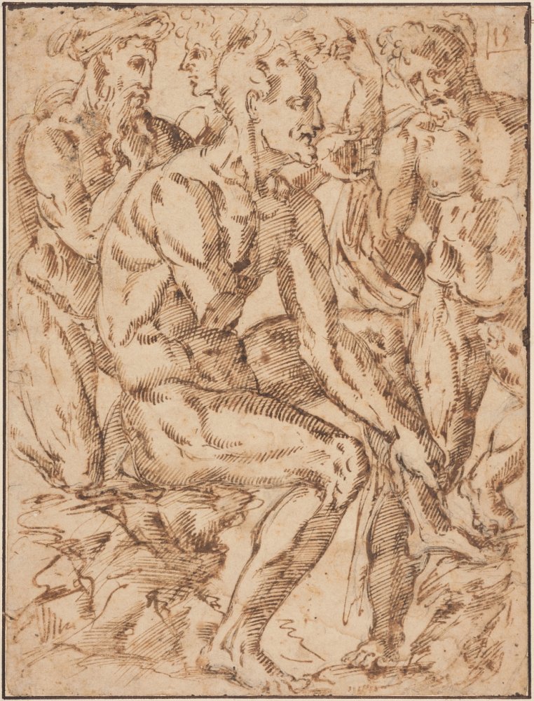 Etude d’homme nus à la manière d’un relief antique