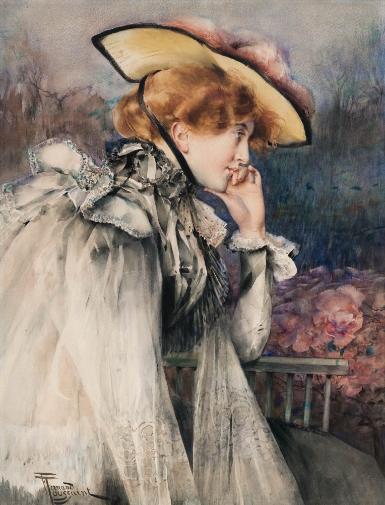 Jeune femme pensive au chapeau