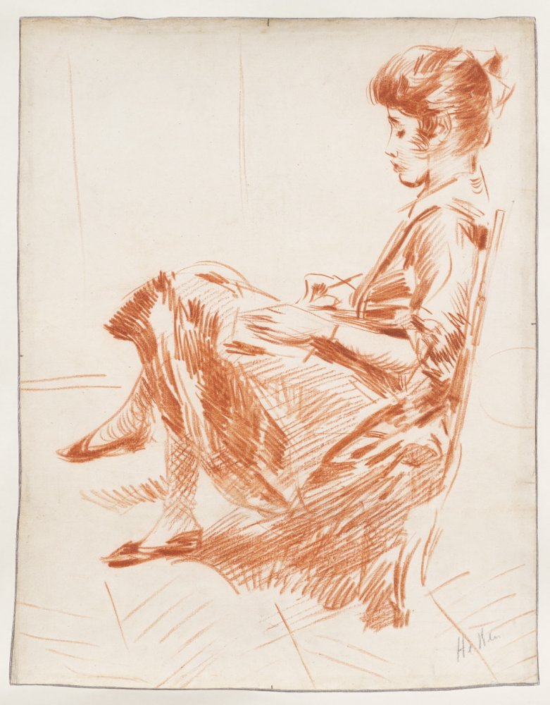 La fille de l’artiste, Paulette, dessinant