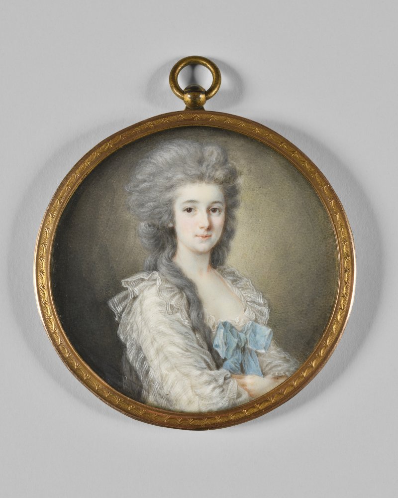 Portrait of a Woman in a Fine Transparent Muslin Dress with Ruffle and a (…)