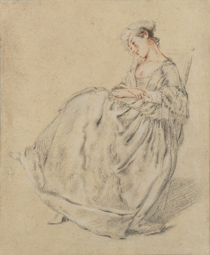 Jeune femme assise, les bras croisés, étude préparatoire pour l’Assemblée (…)