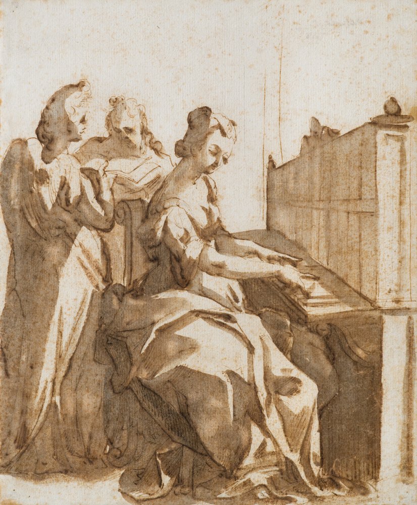 Saint Cecilia surrounded by two musical angels