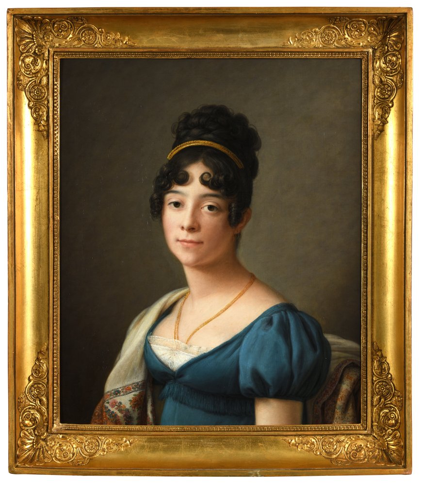 Portrait of a Lady in a Blue Dress and a Cashmere Shawl