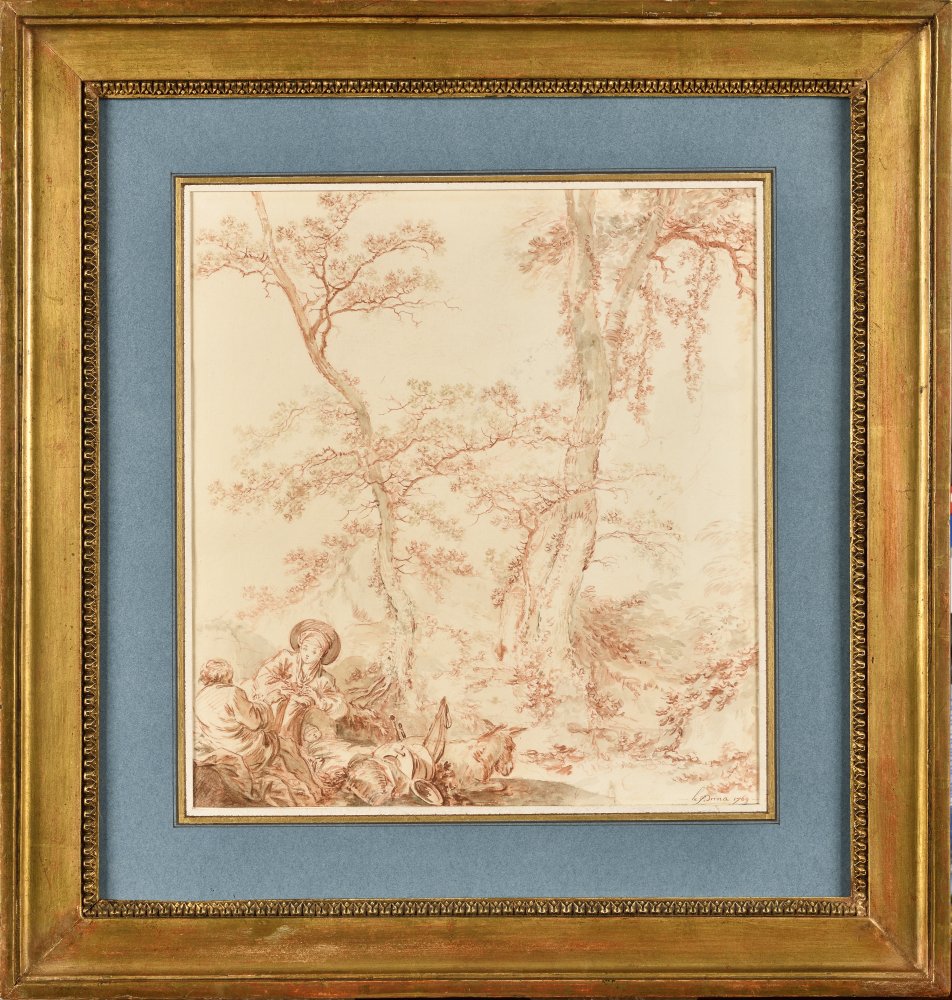 Rest on the Flight to Egypt (recto); Sketch of a Landscape with a Peasant (…)