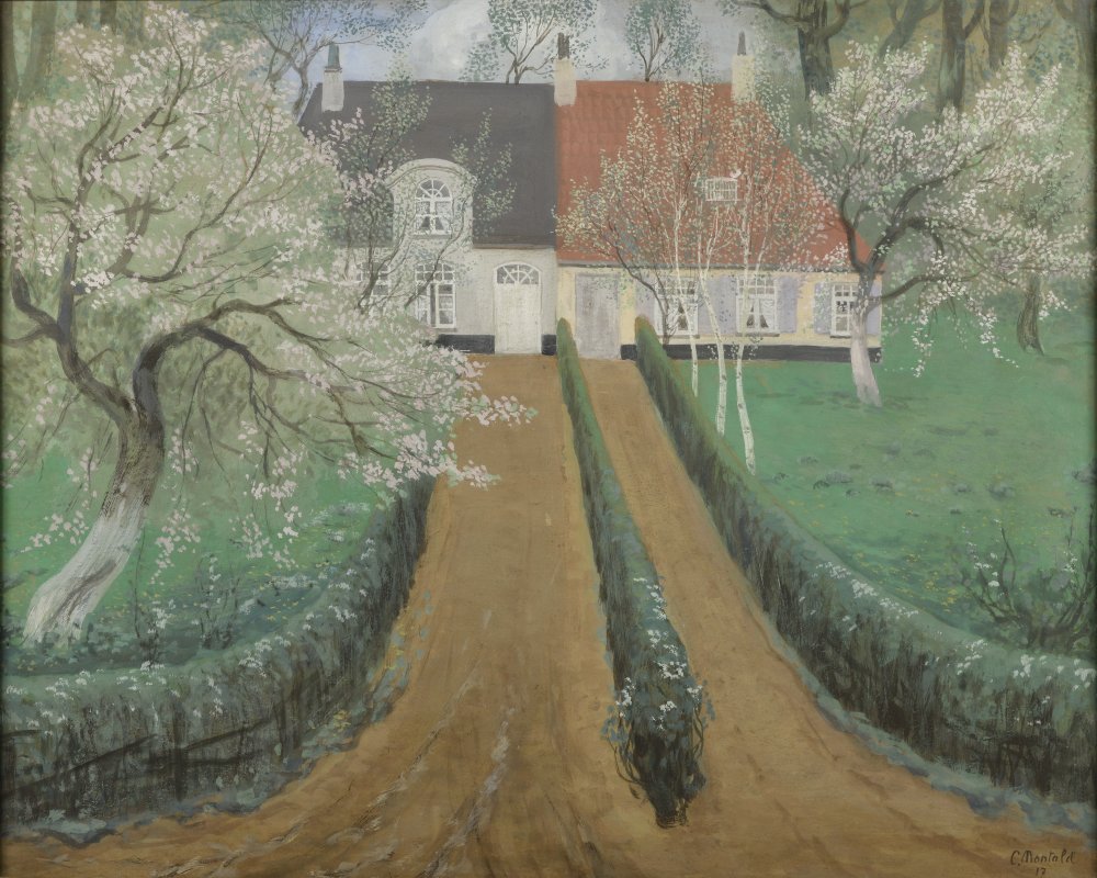 Vue de maisons au printemps